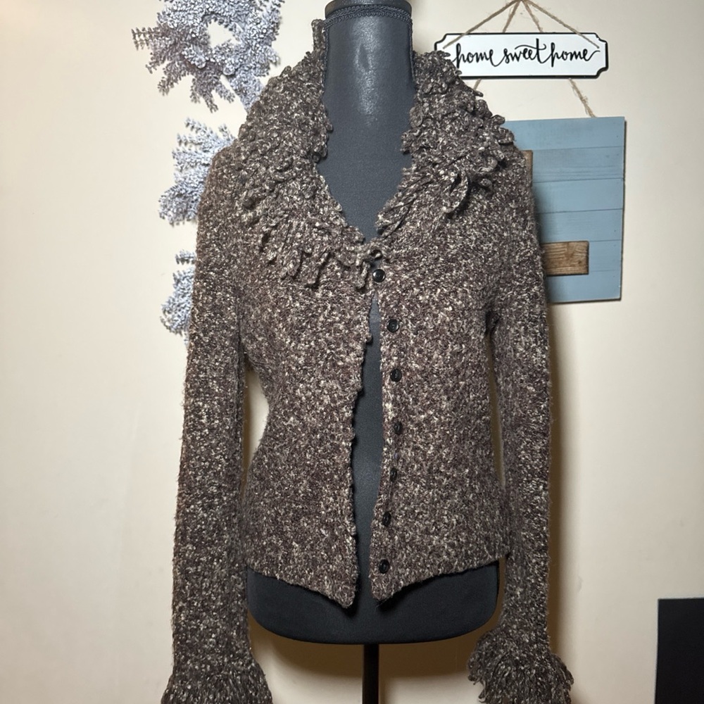 Nine West Brown Chunky Knit Cardigan Sweater